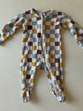 SIIX Brand Checkerboard Footed One-Piece - Multicolor 6/9m